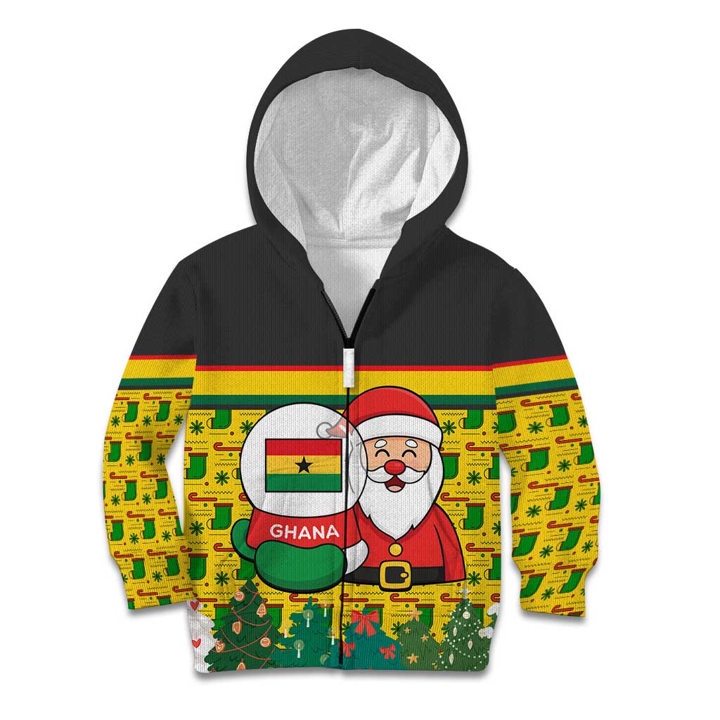 Ghana Christmas Kid Hoodie with Santa Ornament National Coat of Arms and Festive - Wonder Print Shop