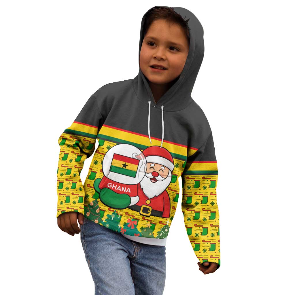 Ghana Christmas Kid Hoodie with Santa Ornament National Coat of Arms and Festive - Wonder Print Shop