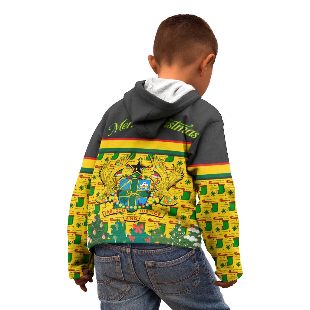 Ghana Christmas Kid Hoodie with Santa Ornament National Coat of Arms and Festive - Wonder Print Shop