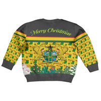 Ghana Christmas Kid Ugly Christmas Sweater with Santa Ornament National Coat of Arms and Festive - Wonder Print Shop