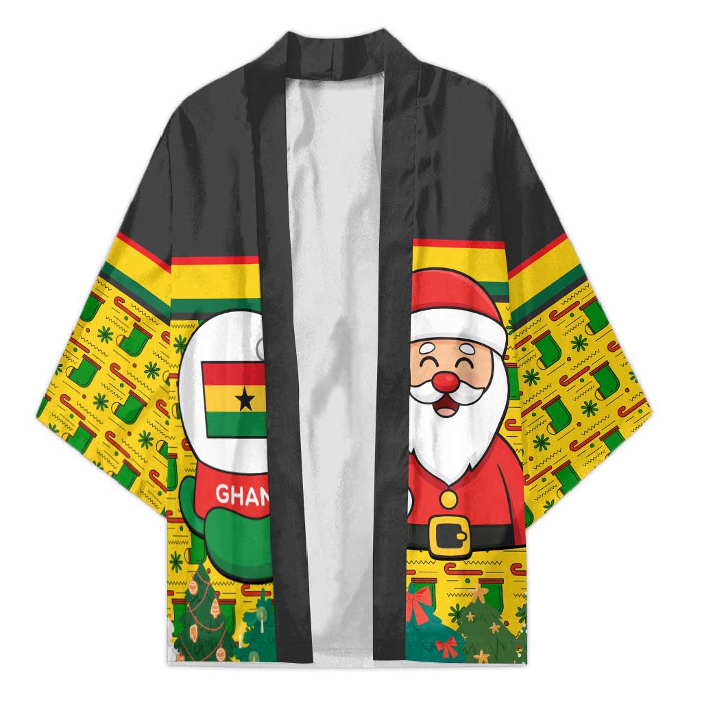 Ghana Christmas Kimono with Santa Ornament National Coat of Arms and Festive - Wonder Print Shop