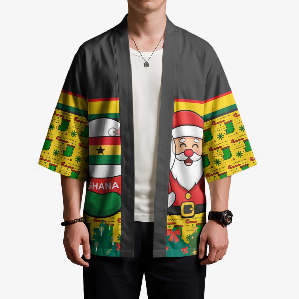 Ghana Christmas Kimono with Santa Ornament National Coat of Arms and Festive - Wonder Print Shop