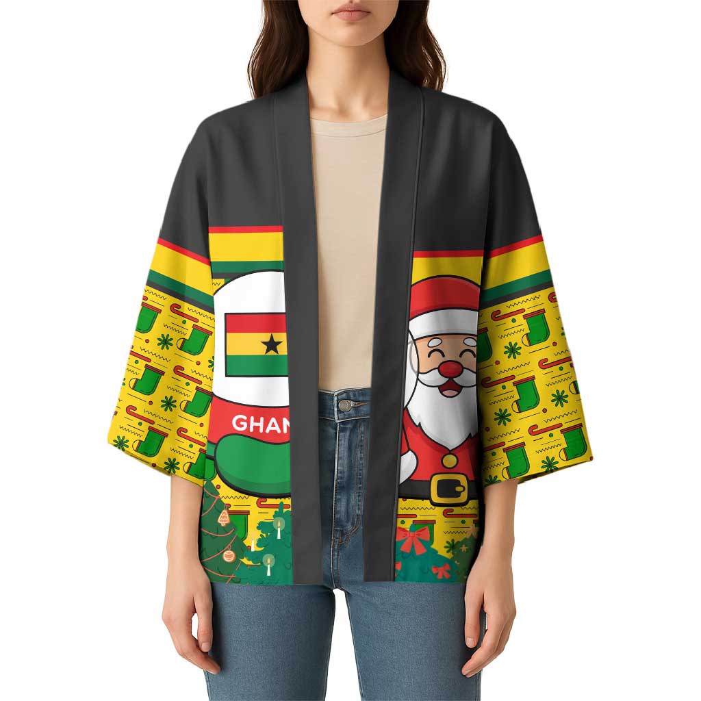 Ghana Christmas Kimono with Santa Ornament National Coat of Arms and Festive - Wonder Print Shop