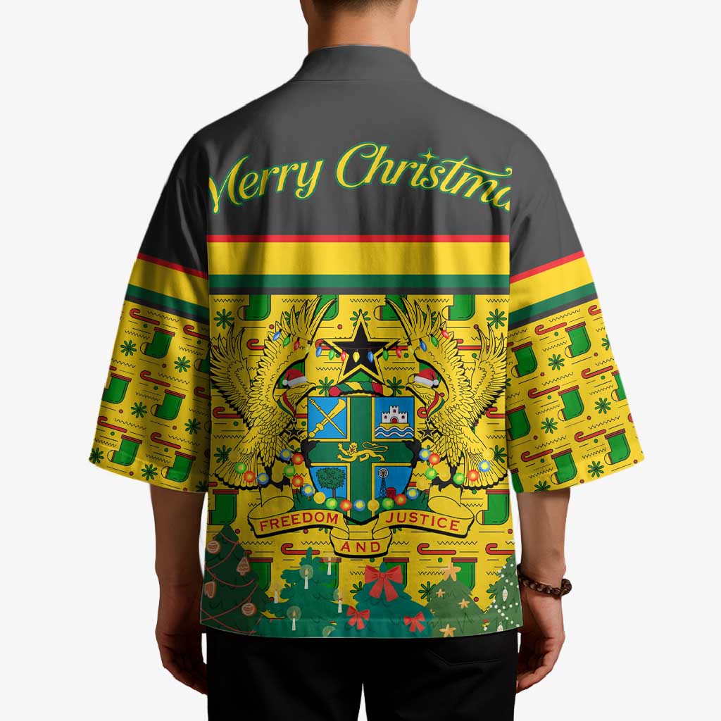 Ghana Christmas Kimono with Santa Ornament National Coat of Arms and Festive - Wonder Print Shop
