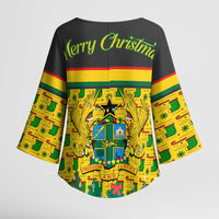 Ghana Christmas Kimono Sleeve Blouse with Santa Ornament National Coat of Arms and Festive - Wonder Print Shop
