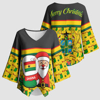 Ghana Christmas Kimono Sleeve Blouse with Santa Ornament National Coat of Arms and Festive - Wonder Print Shop