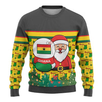 Ghana Christmas Ugly Christmas Sweater with Santa Ornament National Coat of Arms and Festive - Wonder Print Shop