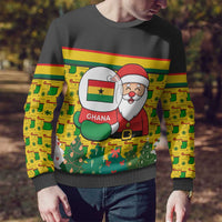 Ghana Christmas Ugly Christmas Sweater with Santa Ornament National Coat of Arms and Festive - Wonder Print Shop