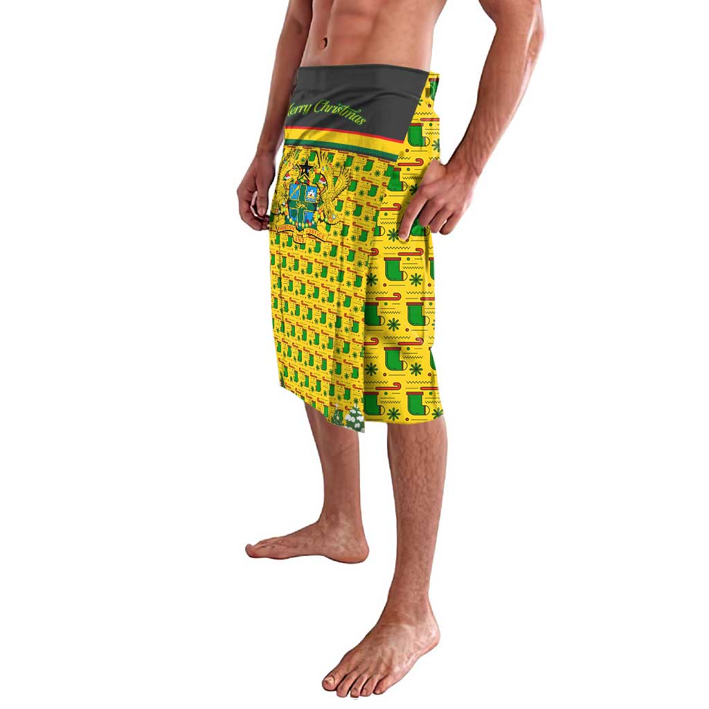 Ghana Christmas Lavalava with Santa Ornament National Coat of Arms and Festive - Wonder Print Shop