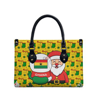 Ghana Christmas Leather Bag with Santa Ornament National Coat of Arms and Festive - Wonder Print Shop