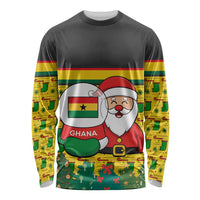 Ghana Christmas Long Sleeve Shirt with Santa Ornament National Coat of Arms and Festive - Wonder Print Shop