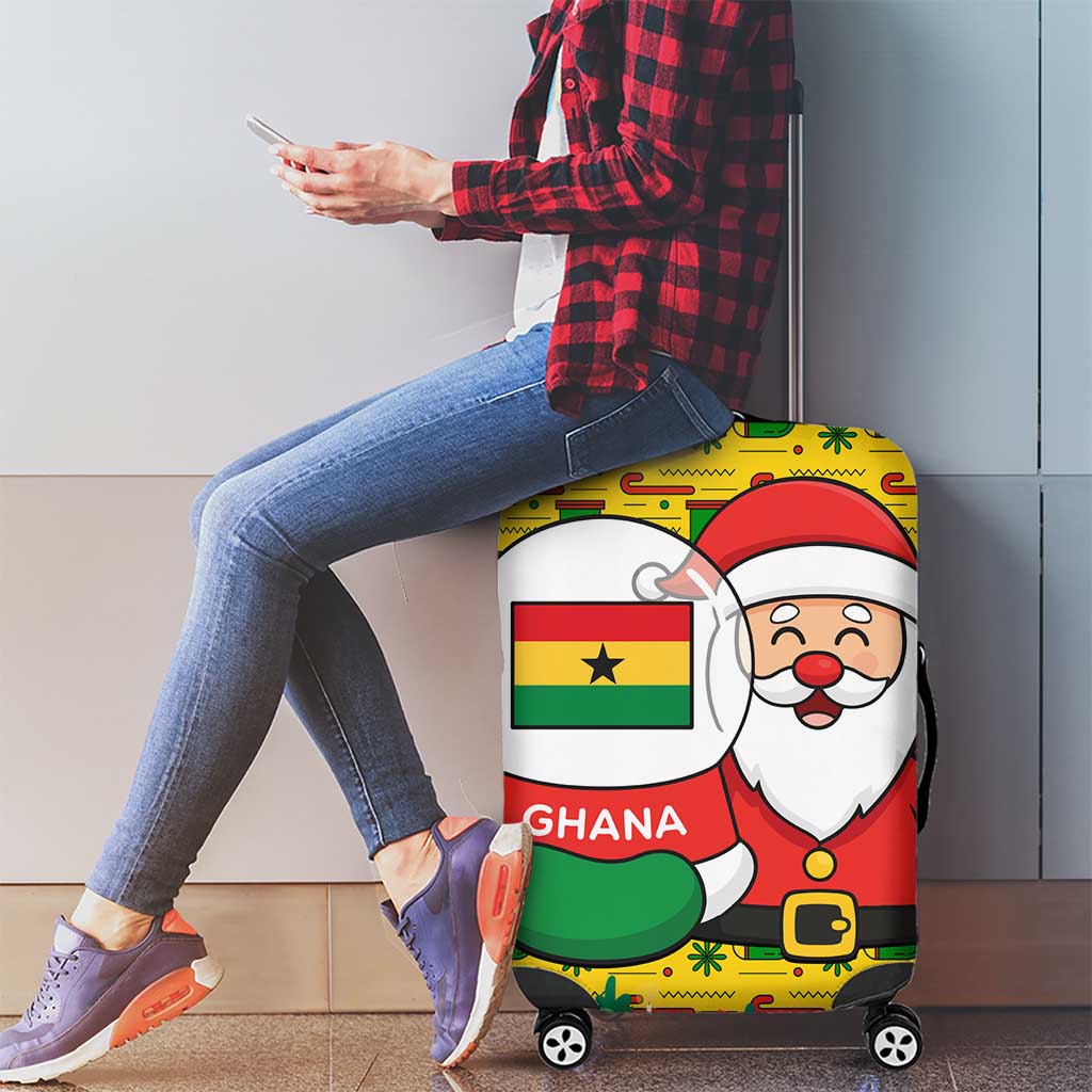 Ghana Christmas Luggage Cover with Santa Ornament National Coat of Arms and Festive - Wonder Print Shop