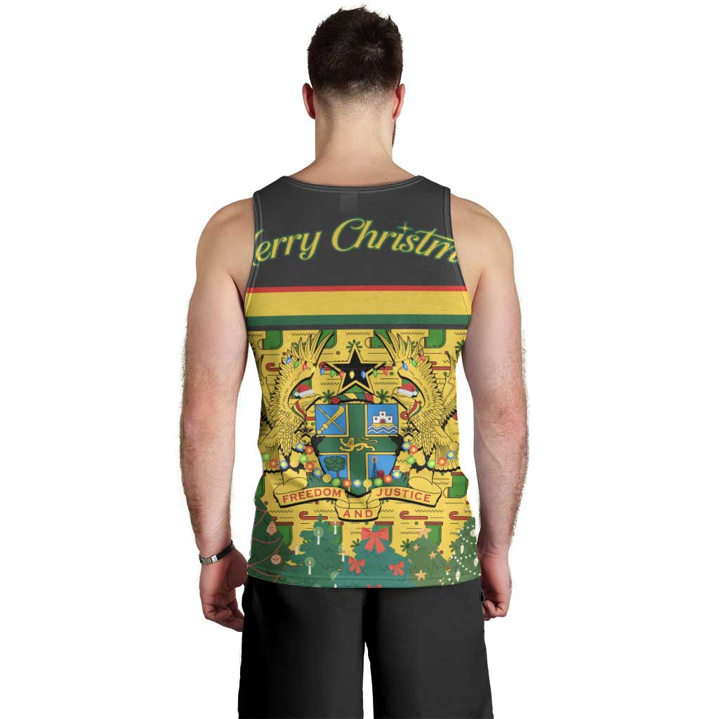 Ghana Christmas Men Tank Top with Santa Ornament National Coat of Arms and Festive - Wonder Print Shop