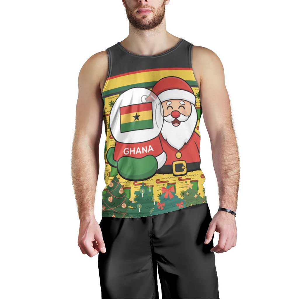 Ghana Christmas Men Tank Top with Santa Ornament National Coat of Arms and Festive - Wonder Print Shop