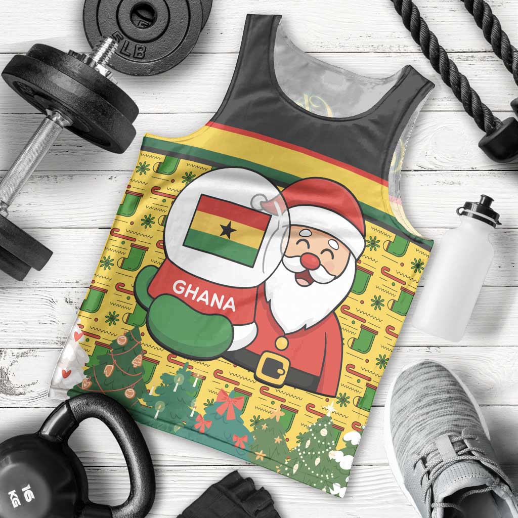 Ghana Christmas Men Tank Top with Santa Ornament National Coat of Arms and Festive - Wonder Print Shop