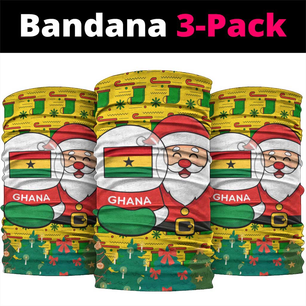 Ghana Christmas Neck Gaiter with Santa Ornament National Coat of Arms and Festive - Wonder Print Shop
