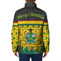 Ghana Christmas Padded Jacket with Santa Ornament National Coat of Arms and Festive - Wonder Print Shop