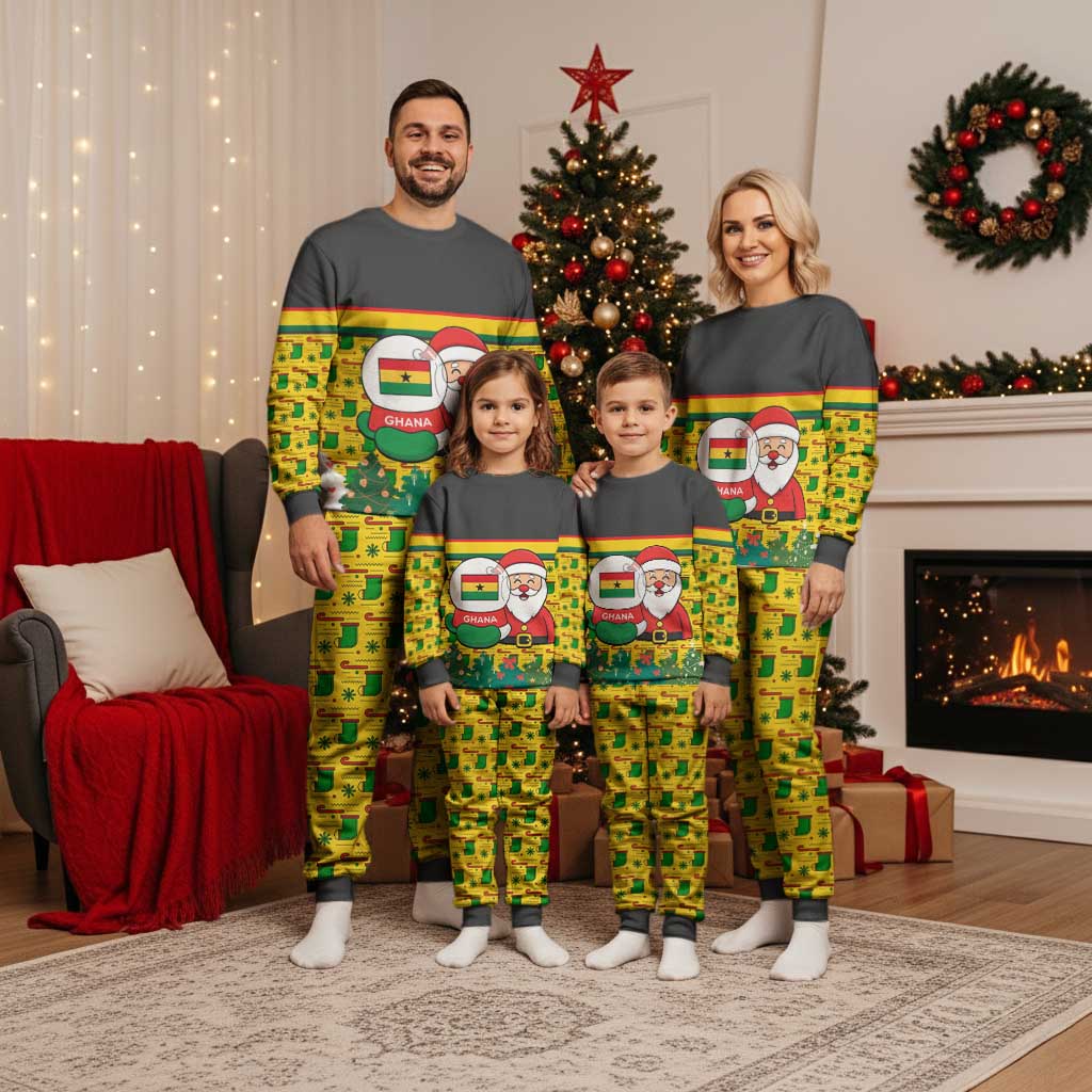 Ghana Christmas Pajama Set with Santa Ornament National Coat of Arms and Festive - Wonder Print Shop
