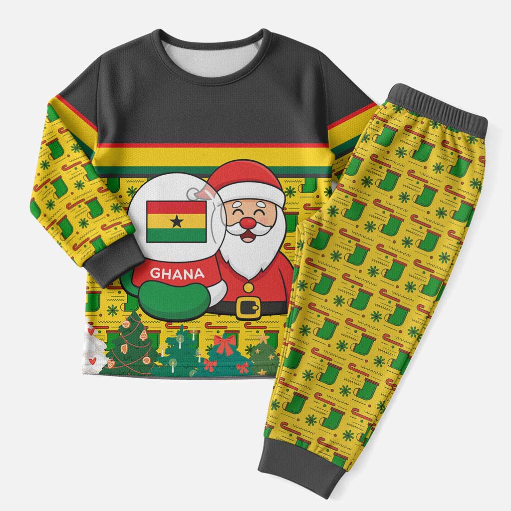 Ghana Christmas Pajama Set with Santa Ornament National Coat of Arms and Festive - Wonder Print Shop