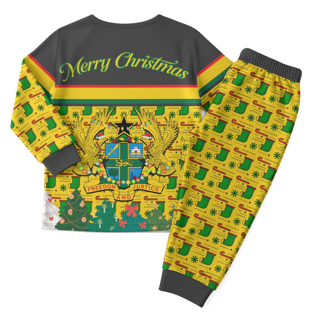 Ghana Christmas Pajama Set with Santa Ornament National Coat of Arms and Festive - Wonder Print Shop