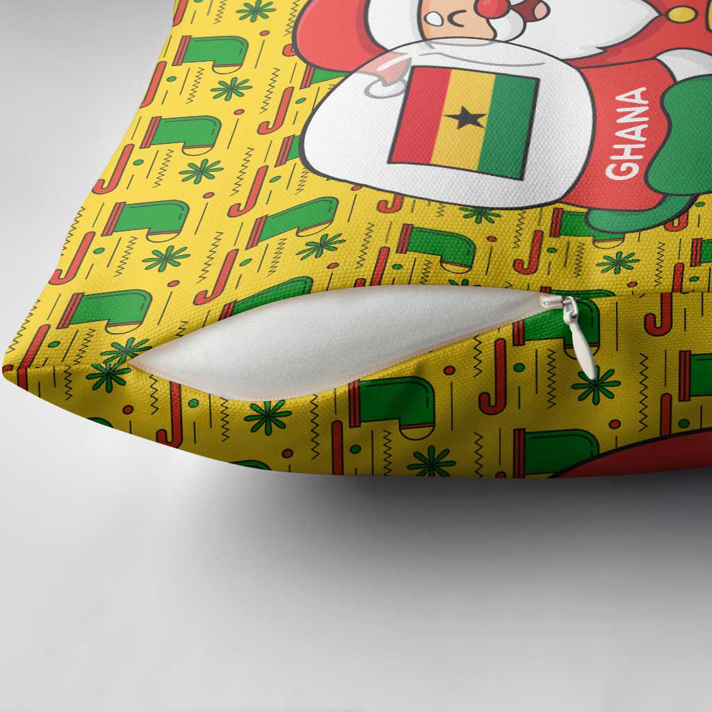 Ghana Christmas Pillow Cover with Santa Ornament National Coat of Arms and Festive - Wonder Print Shop