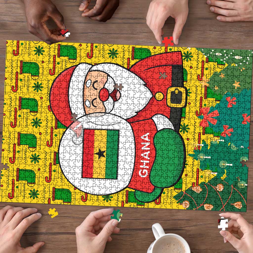 Ghana Christmas Puzzle with Santa Ornament National Coat of Arms and Festive - Wonder Print Shop