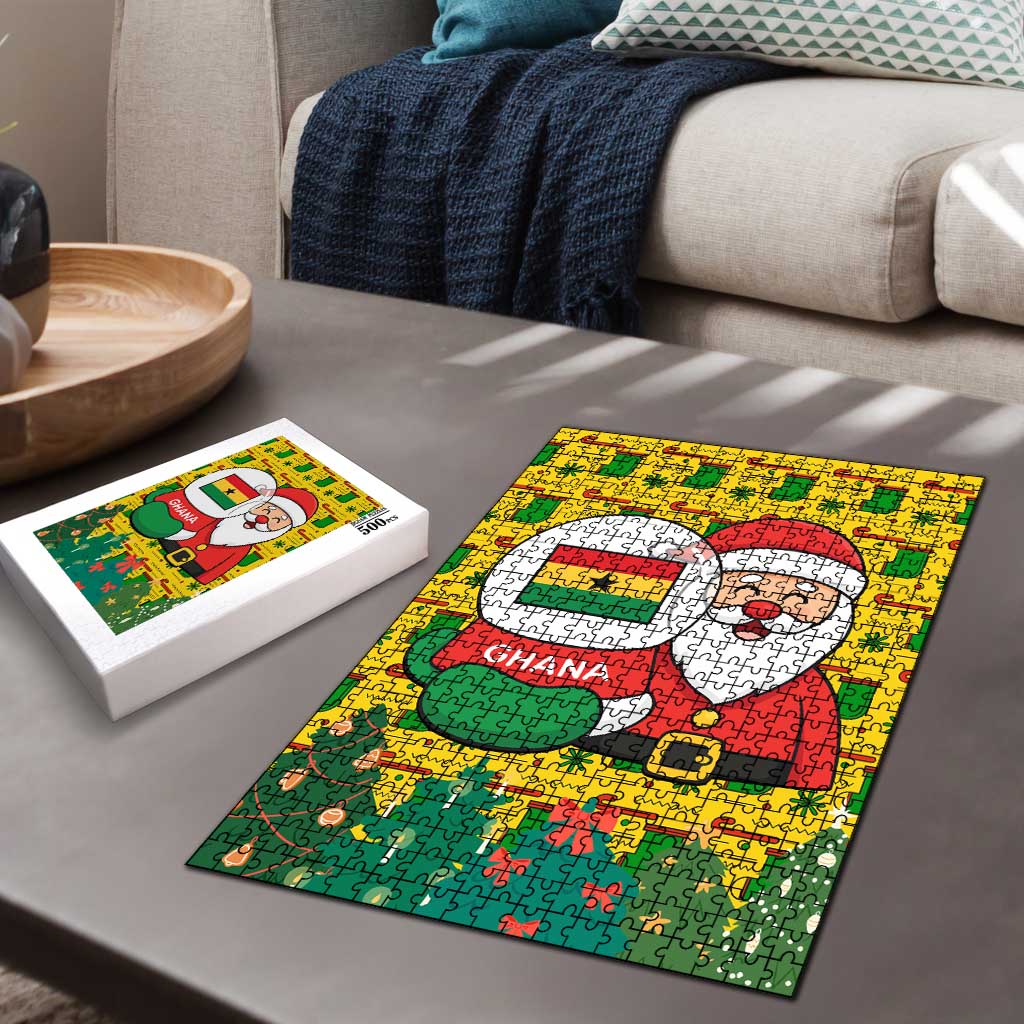 Ghana Christmas Puzzle with Santa Ornament National Coat of Arms and Festive - Wonder Print Shop