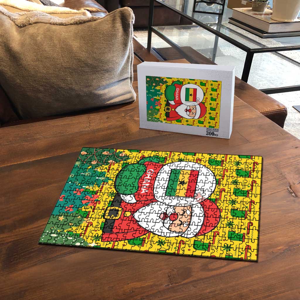 Ghana Christmas Puzzle with Santa Ornament National Coat of Arms and Festive - Wonder Print Shop