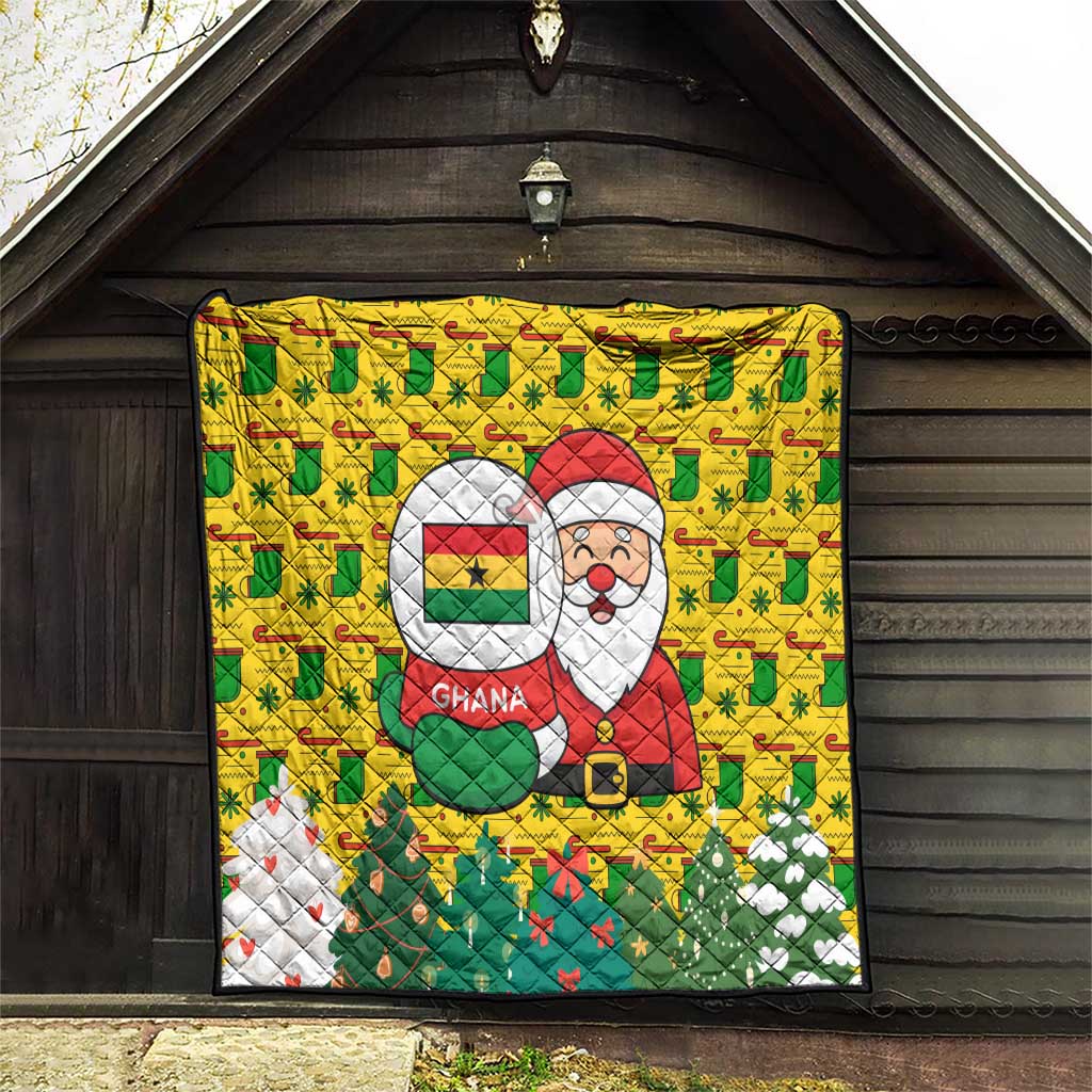 Ghana Christmas Quilt with Santa Ornament National Coat of Arms and Festive - Wonder Print Shop