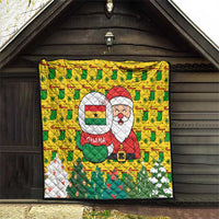 Ghana Christmas Quilt with Santa Ornament National Coat of Arms and Festive - Wonder Print Shop