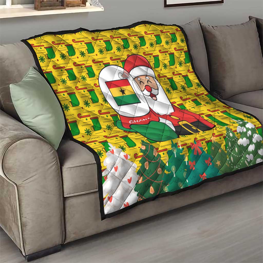 Ghana Christmas Quilt with Santa Ornament National Coat of Arms and Festive - Wonder Print Shop