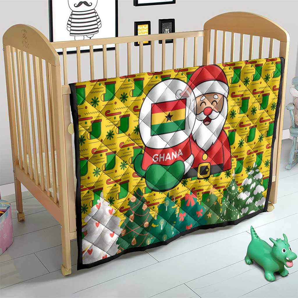 Ghana Christmas Quilt with Santa Ornament National Coat of Arms and Festive - Wonder Print Shop