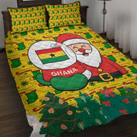 Ghana Christmas Quilt Bed Set with Santa Ornament National Coat of Arms and Festive - Wonder Print Shop