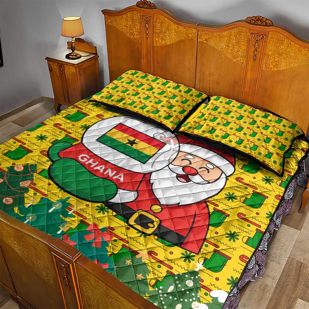 Ghana Christmas Quilt Bed Set with Santa Ornament National Coat of Arms and Festive - Wonder Print Shop