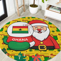 Ghana Christmas Round Carpet with Santa Ornament National Coat of Arms and Festive - Wonder Print Shop