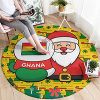 Ghana Christmas Round Carpet with Santa Ornament National Coat of Arms and Festive - Wonder Print Shop
