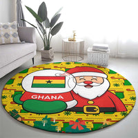 Ghana Christmas Round Carpet with Santa Ornament National Coat of Arms and Festive - Wonder Print Shop