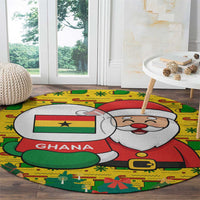 Ghana Christmas Round Carpet with Santa Ornament National Coat of Arms and Festive - Wonder Print Shop