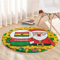 Ghana Christmas Round Carpet with Santa Ornament National Coat of Arms and Festive - Wonder Print Shop