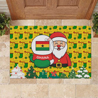 Ghana Christmas Rubber Doormat with Santa Ornament National Coat of Arms and Festive - Wonder Print Shop