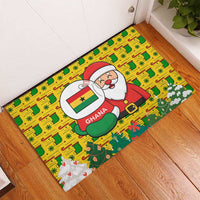 Ghana Christmas Rubber Doormat with Santa Ornament National Coat of Arms and Festive - Wonder Print Shop