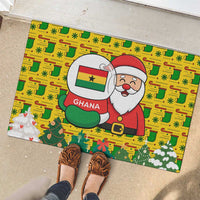 Ghana Christmas Rubber Doormat with Santa Ornament National Coat of Arms and Festive - Wonder Print Shop