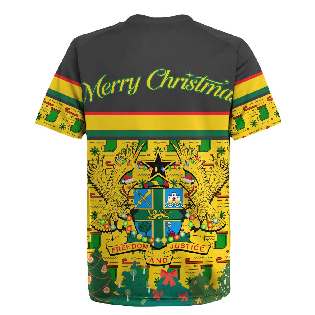 Ghana Christmas Rugby Jersey with Santa Ornament National Coat of Arms and Festive - Wonder Print Shop