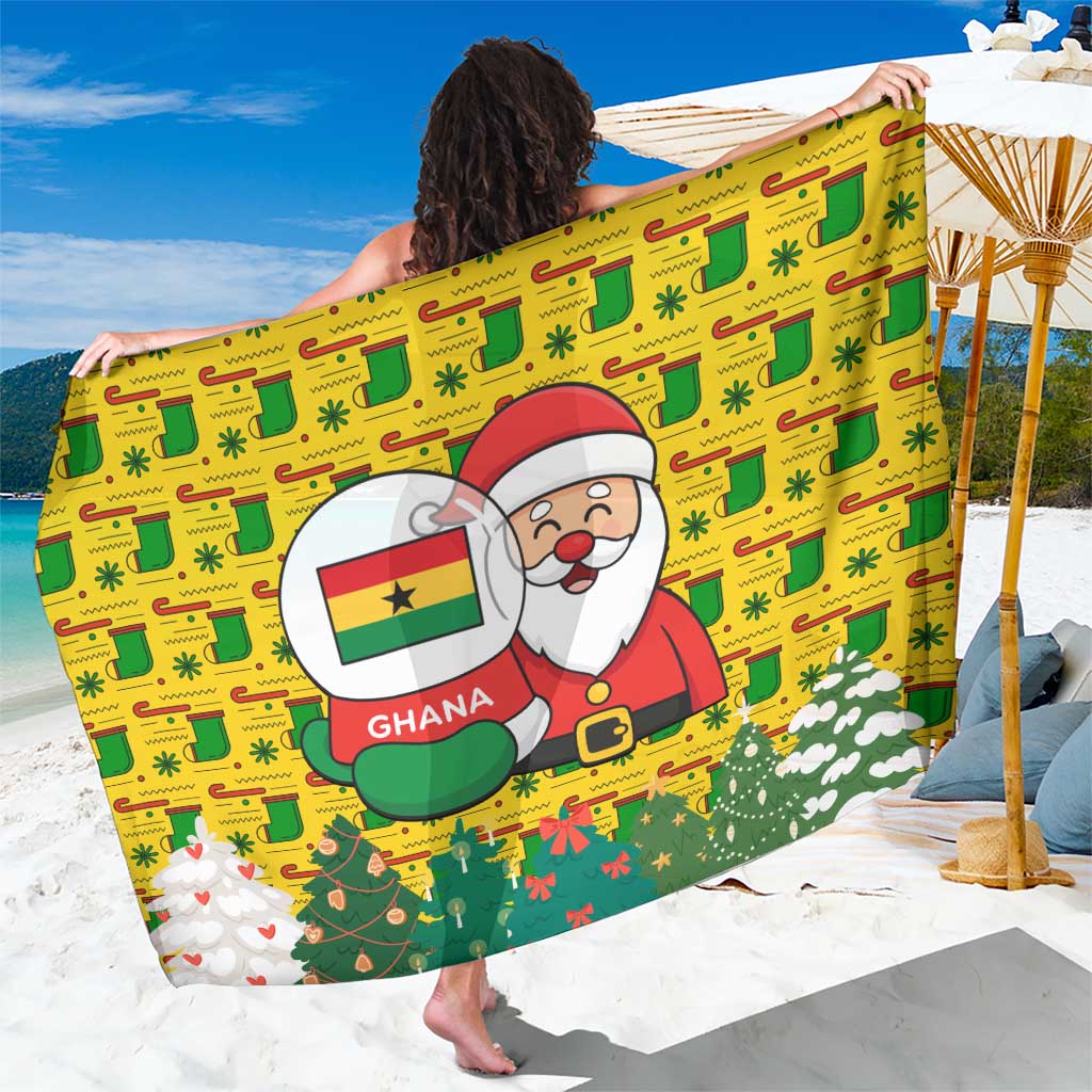 Ghana Christmas Sarong with Santa Ornament National Coat of Arms and Festive - Wonder Print Shop