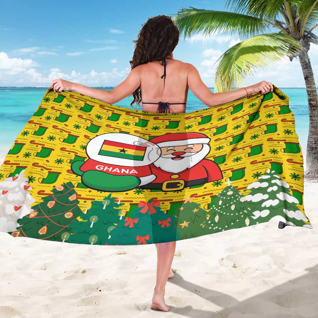 Ghana Christmas Sarong with Santa Ornament National Coat of Arms and Festive - Wonder Print Shop