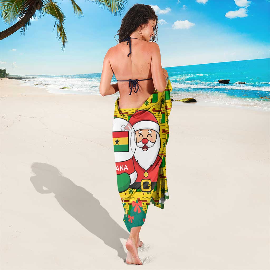 Ghana Christmas Sarong with Santa Ornament National Coat of Arms and Festive - Wonder Print Shop