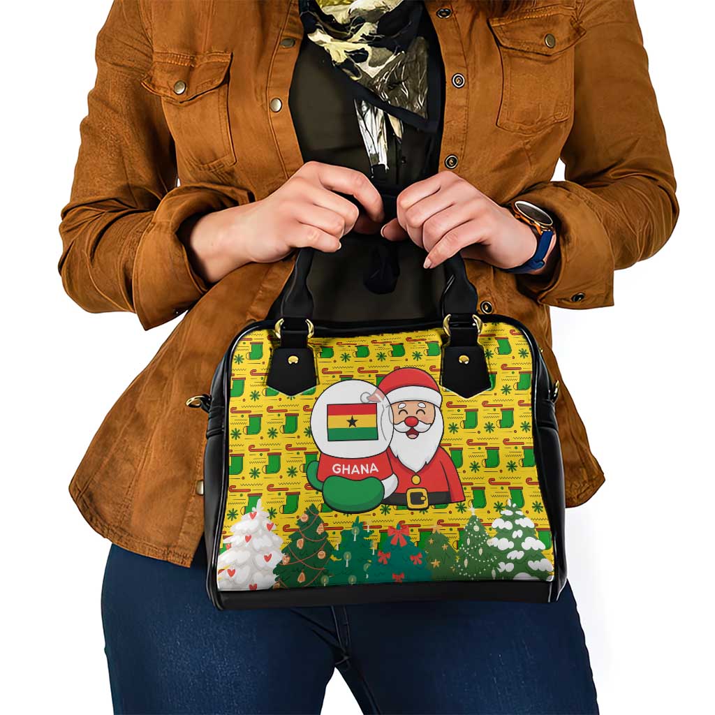 Ghana Christmas Shoulder Handbag with Santa Ornament National Coat of Arms and Festive - Wonder Print Shop