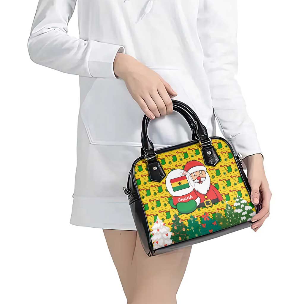 Ghana Christmas Shoulder Handbag with Santa Ornament National Coat of Arms and Festive - Wonder Print Shop