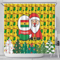 Ghana Christmas Shower Curtain with Santa Ornament National Coat of Arms and Festive - Wonder Print Shop