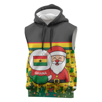 Ghana Christmas Sleeveless Hoodie with Santa Ornament National Coat of Arms and Festive - Wonder Print Shop